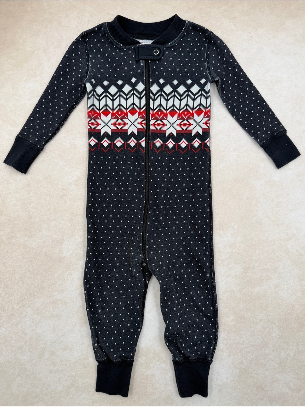 Hanna Andersson Black Fair Isle Zippy Sleeper 75